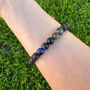 Blue Tiger’s Eye and Lava Stone Bracelet💙